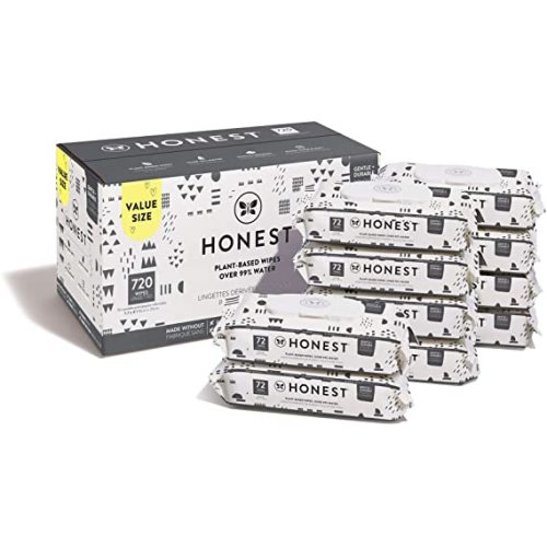 The Honest Company Baby Wipes, Plant-Based, Extra Thick & Durable Wet Wipes, Unscented, 720 Count - Pattern Play