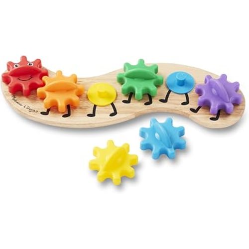 Melissa & Doug Rainbow Caterpillar Gear Toy with 6 Interchangeable Gears