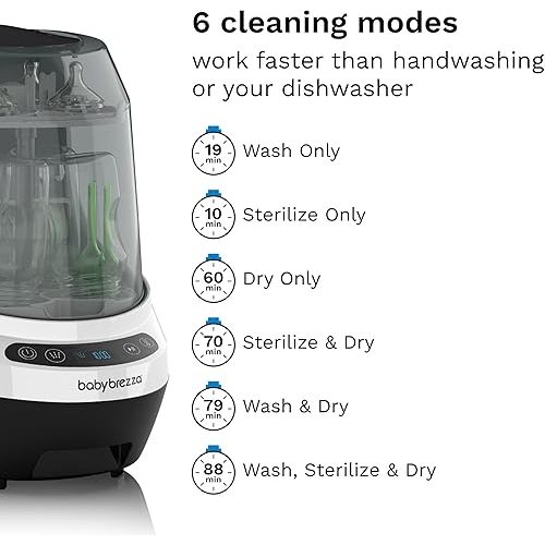 Baby Brezza Bottle Washer Pro - Baby Bottle Washer, Sterilizer + Dryer - All in One Machine Cleans Bottles, Pump Parts, & Sippy Cups - Replaces Hand Washing, Bottle Brushes and Drying Racks