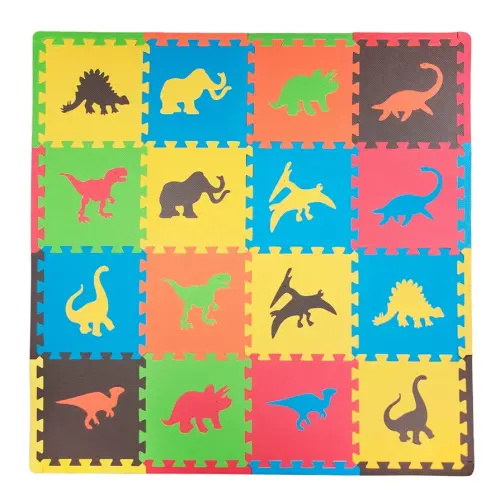 Tadpoles Dinosaur Foam Playmats for Kids |16 Interlocking Foam Mats with 16 Border Pieces | Waterproof, Durable, and Long-lasting | Total Floor Coverage 50” x 50” | For Ages 3 and Up | Multicolor