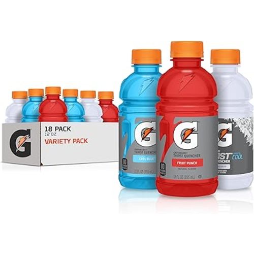 Gatorade Thirst Quencher, Fruit Punch, Glacier Cherry, Cool Blue Variety Pack, 12 Fl Oz (Pack of 18)