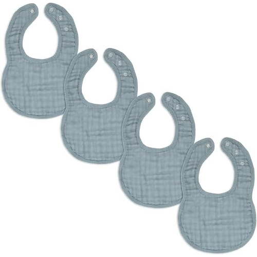 Comfy Cubs Muslin Cotton Baby Bibs, 4 Pack, Adjustable with Snaps, Soft & Absorbent, Pacific Blue
