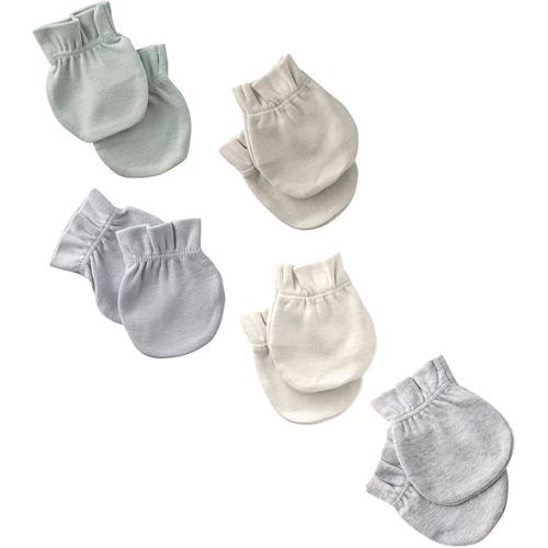 Morgan 5-Pack Baby Mittens 100% Organic Cotton No Scratch Mittens for Newborn Baby Boys & Girls