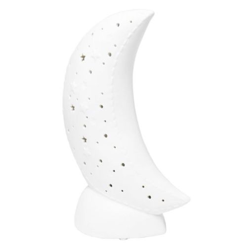 Creekwood Home 10.15" Glowing Ceramic Crescent Moon Light White