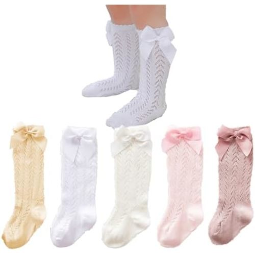 Baby Girls knee high socks Toddler Bow Mesh Breathable Dress Socks Kids Cotton Tube Uniform Stockings
