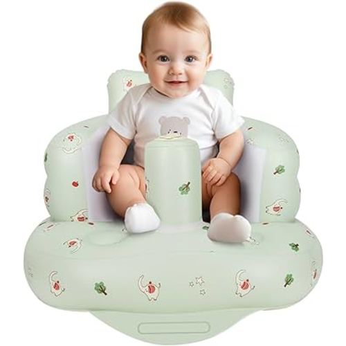 Inflatable Baby Seat, Inflatable Baby Chair for Babies 3 Months and Up, Summer Blow Up Chair with Built in Air Pump, Infant Floor Seats for Learning to Sit, Palying, Camping, Elephant