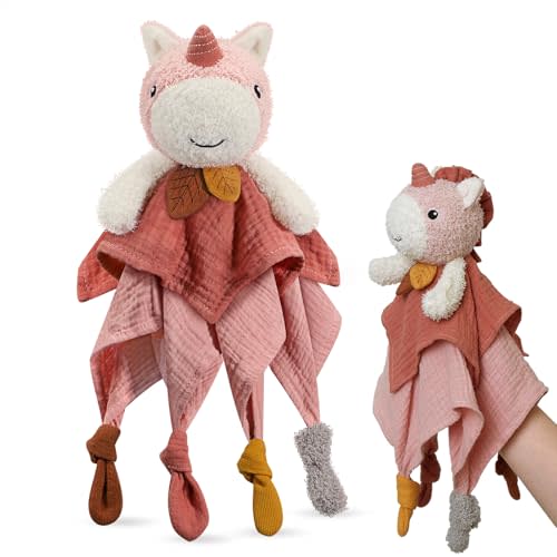 Nueplay Unicorn Baby Loveys for Girls, Ultra-Soft Security Blanket and Plush Stuffed Animal for Newborns & Toddlers - Ideal Newborn Gift Set & Registry Essential