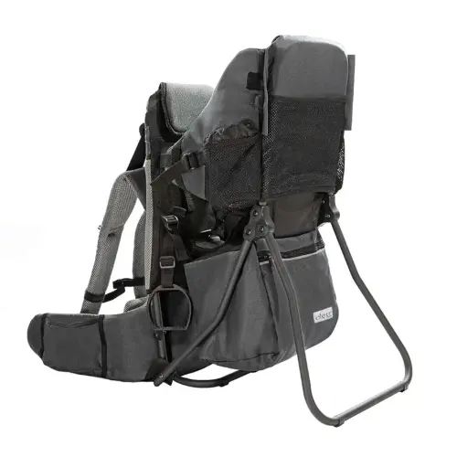 ClevrPlus Cross Country Baby Backpack Carrier, Grey, Toddler Hiking Backpack with Comfortable Seat, Adjustable Straps & Belt, Foldable Frame Lightweight Large Capacity Child Carrier for Outdoor