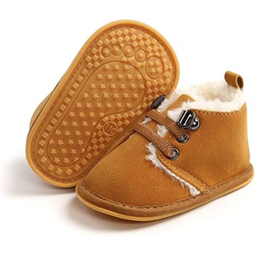 Meckior Baby Booties Newborn Infant Unisex Baby Girls Boys Velvet Rubber Anit-Slip Sole Shoes Toddler Fleece Cozy Winter Warm Prewalker Boots