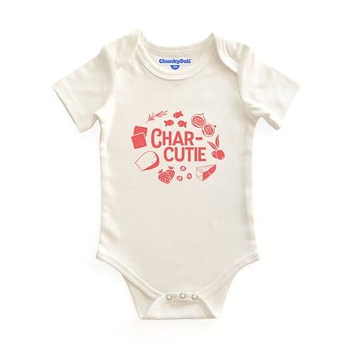 Chunky Deli Char-cutie Cotton Short Sleeve Bodysuit | Gender Neutral Foodie Baby Jumper, Pregnancy Announcement, Housewarming