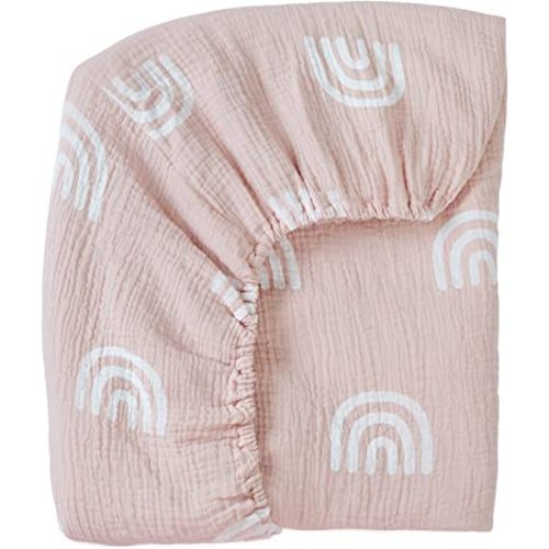 Meracorallo Muslin Fitted Crib Sheet, Soft and Breathable Rainbow Baby Crib Sheet for Standard Crib and Toddler Mattresses