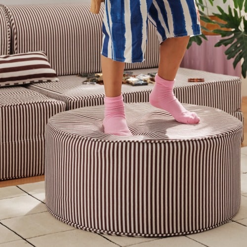 Soft Striped Brown Ottoman | Finley | House of Noa