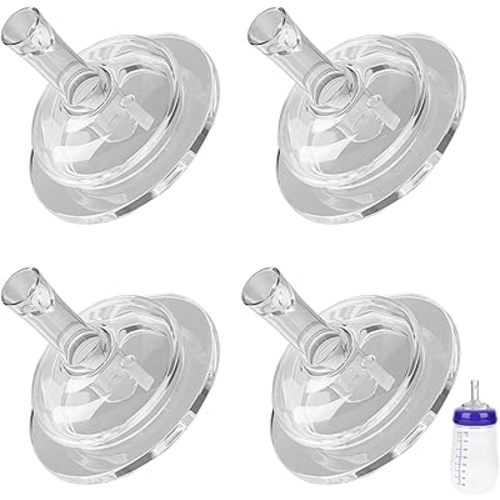 Sippy Straw Nipples for Lansinoh Baby Bottles, Transition Straw Sippy Cup 100% Food Grade Silicone Soft Nipple, 12m+, Pack of 4