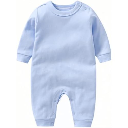 Ohrwurm Newborn Baby Cotton Jumpsuit Romper, Hospital Outfit for Girls Boys, Toddler One-Piece Shirt Bodysuit with Buttons