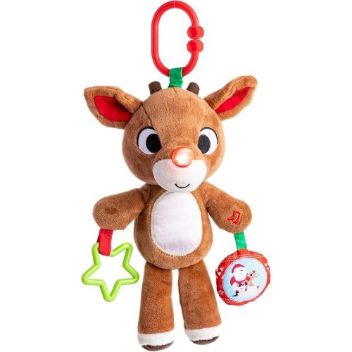 KIDS PREFERRED Rudolph The Red-Nosed Reindeer On The Go Teether Developmental Activity Toy, 12 inches , Brown