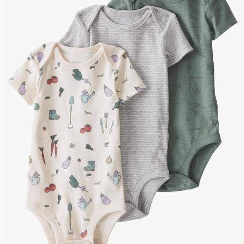 little planet by carter's Unisex Baby 3-pack Short Sleeve Bodysuits Made With Organic Cotton