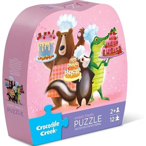 Crocodile Creek Pre-School Jigsaw Puzzle, 12 Piece for Kids 2 Years and Up, Heavy-Duty Square Box for Storage, Finished Puzzle Size 12 x 19 inches, Sweet Treats