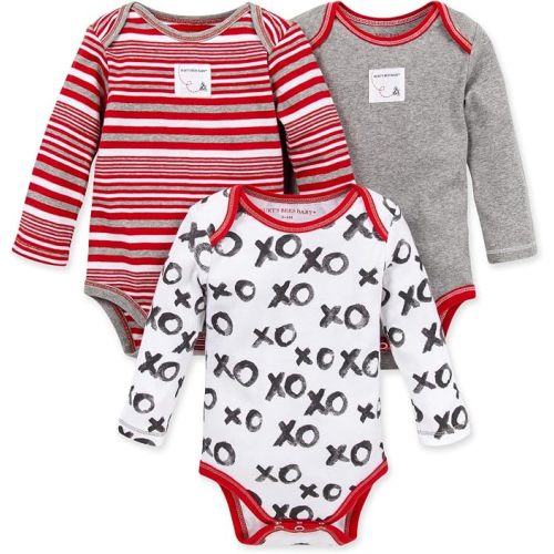 Burt's Bees Baby Unisex Short Sleeve Organic Cotton Bodysuits, 3-Pack