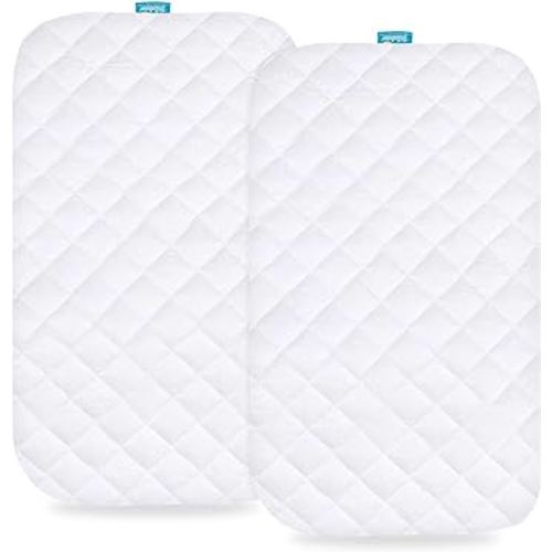 Waterproof Bassinet Mattress Pad Cover Compatible with ANGELBLISS Baby Bassinet, 2 Pack, Ultra Soft Viscose Made from Bamboo Terry Surface, Breathable and Easy Care