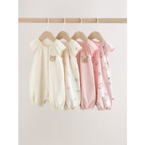 Buy Pink Character All Over Printed Button Through Jersey Baby Rompers 4 Pack from Next USA