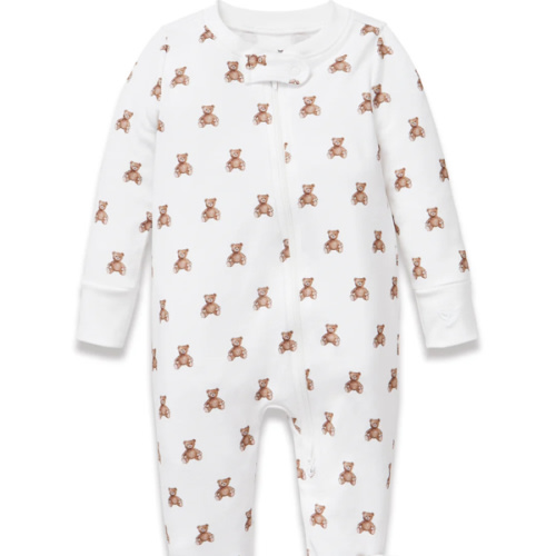 Petite Plume Baby's Pima Romper in Teddy Tales