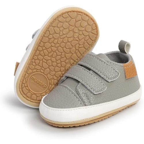 SOFMUO Baby Boys Girls High Top Ankle PU Leather Sneakers Soft Rubber Sole Infant Moccasins Newborn Oxford Loafers Anti-Slip Toddler Wedding Uniform Dress Shoes