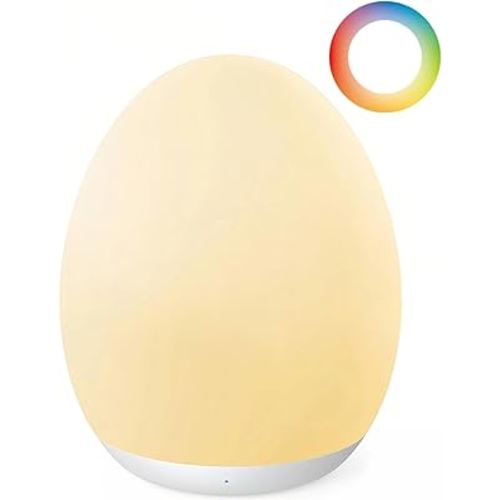 JolyWell Night Light for Kids, Baby Egg Light with 7 Colors Changing Mode & Stepless Dimming, Nursery Night Lamp BPA Free,Rechargeable Egg Night Light for Breastfeeding 1h Timer & Touch Control - Amazon.com