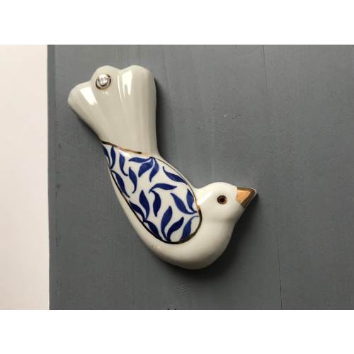 Handmade Bird porcelain Mezuzah case