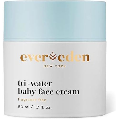 Evereden Tri-Water Baby Face Cream: Clean & Vegan Cooling Baby Cream Kids Face Lotion with Water from Glaciers, Aloe, & Coconut - Moisturize, Soothe, Refresh
