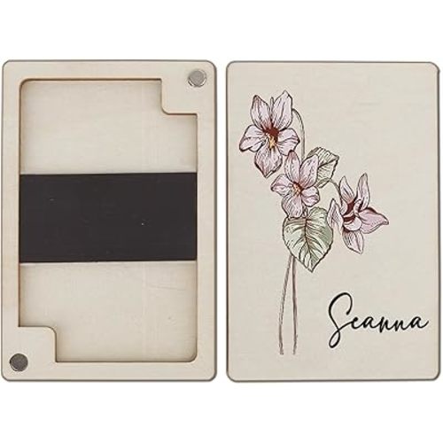 Personalized Wooden Needle Box with Magnetic Custom Name & Birth Flower Knitting Needle Box Needle Case Needle Holder Sewing Storage Gift for Women (A-WHITE)