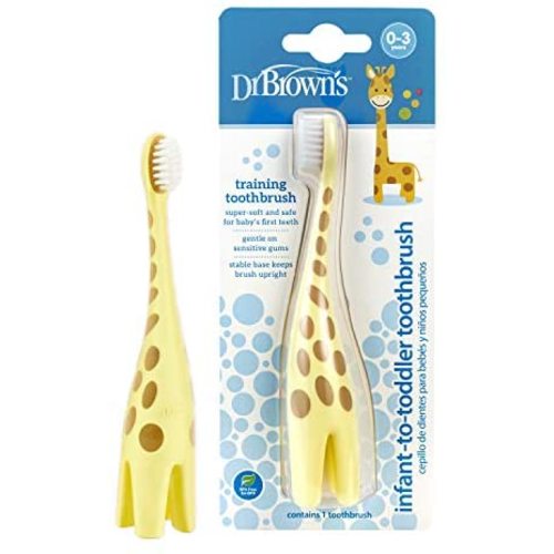 Dr. Brown's Infant-to-Toddler Training Toothbrush, Soft for Baby's First Teeth, Giraffe, BPA Free, 0-3 Years