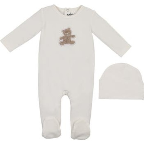 Bear Appliqué Footie & Beanie Set, 3M