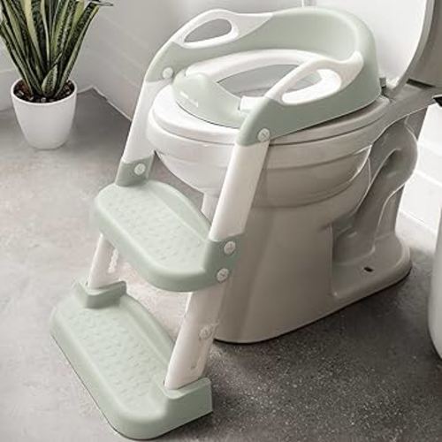 Jool Baby Potty Training Seat with 2 Step Ladder for Toddlers - Splash Guard, Adjustable Height (Sage)