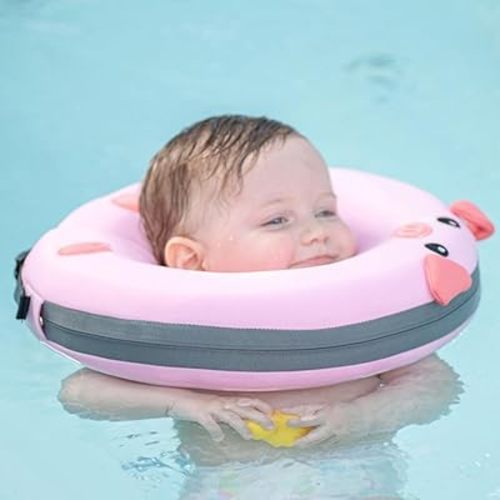 【Tax Free】 Non Inflatable Infant Pool Floats,0-18 Months Baby Boys Girls Swim Float Three-Layer Woven Fabric Cover Double Safety Buckle Pearl-Foam