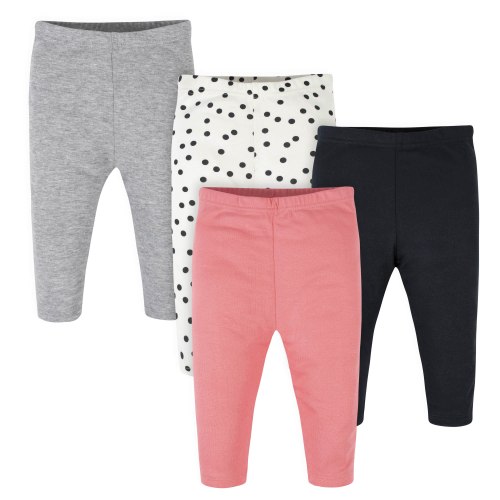Gerber Baby Girls Dots Pants - Pink and Gray, 12 months, 4.