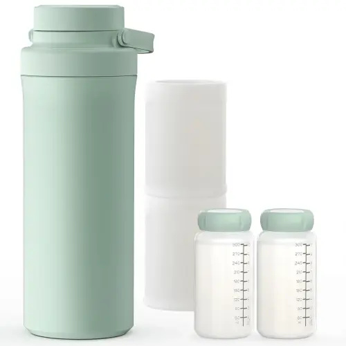 22oz Breast Milk Cooler Bottle, Portable Milk Cooler for Breastmilk with 360°Cooling for 24 Hours, Millk Chiller with 2pcs Baby Bottles, Breastmilk Storage Bags for Baby, BPA-Free (Green) - TikTok Shop