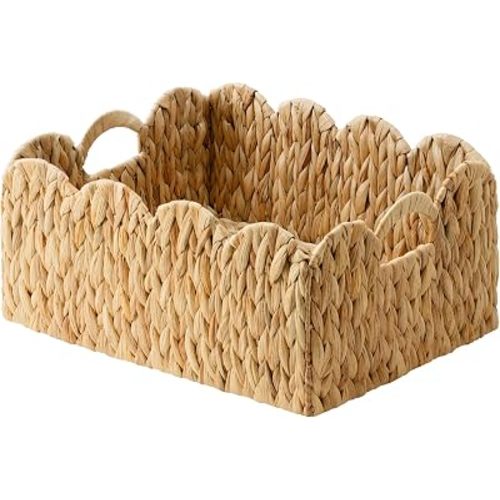 GRANNY SAYS Wicker Basket for Organizing, Shelf Baskets with Scalloped Edge
