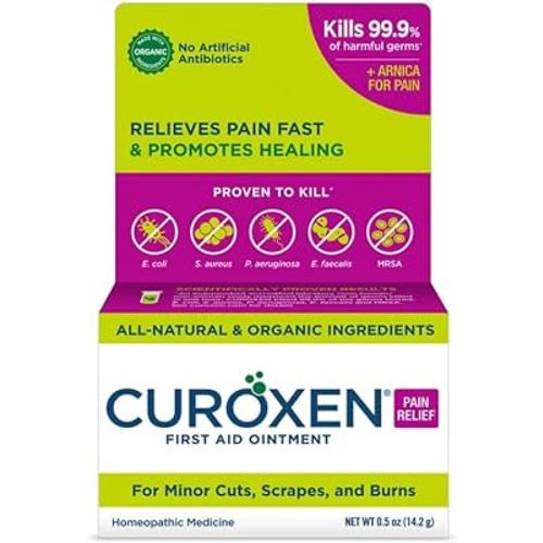 CUROXEN First Aid Ointment - Pain Relief Ointment with Arnica, Topical Ointment for Cuts, Scrapes, and Burns, All-Natural & Organic Ingredients, First Aid Supplies, 0.5 oz Vertical