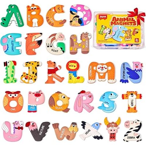 JoyCat Magnetic Letters, Soft PVC Animal Fridge Magnets for Toddlers & Kids, 26 Large Uppercase Alphabet ABC Refrigerator Magnets, Preschool Educational Learning Toys, Cute Baby Gifts for Boys & Girls
