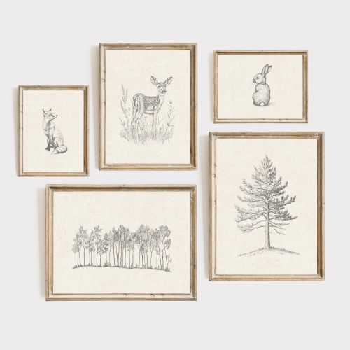 Vintage Woodland Animal Prints: Nursery Decor Art Set