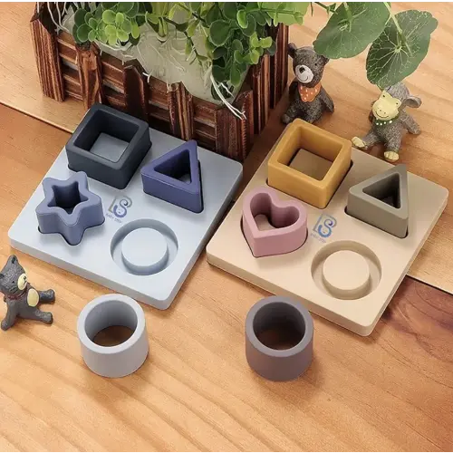 Baby Step Silicone Shape Sorter Puzzle for Toddlers 6-24 Months - Montessori Educational Toy - Enhances Color Recognition & Fine Motor Skills - Blue