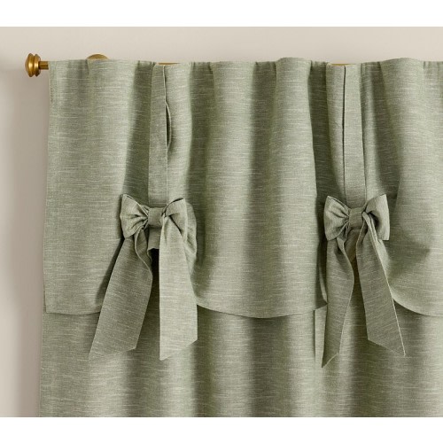 Evelyn Linen-Blend Bow Valance Blackout Curtain