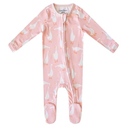 Copper Pearl Zip-Up Footie Baby Pajamas: Ultra-Soft Boys Pajamas and Girls Pajamas, Premium Knit Fabric in Stylish Prints, Tag-Free with Two-Way Zipper, Sized Newborn to 24 Months, Goosie