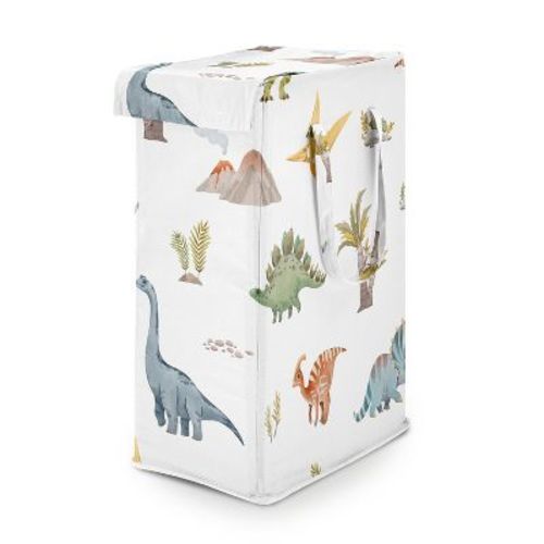 Sweet Jojo Designs Boy Foldable Laundry Hamper with Handles Watercolor Dinosaur Dino Multicolor