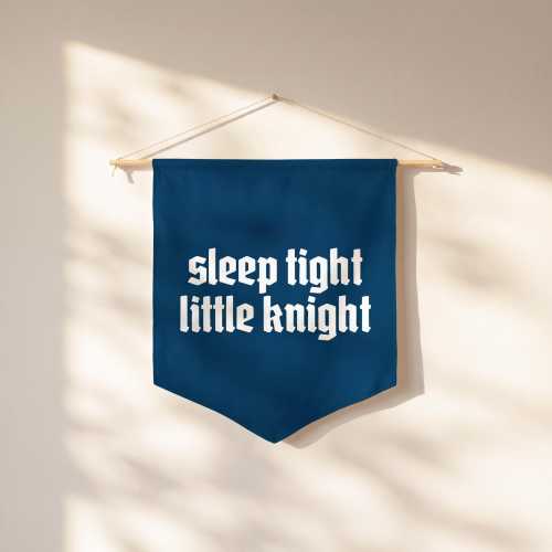 Sleep Tight Little Knight Pennant | Fairy Tale Kids Decor, Knights & Dragons Flag, Medieval Bedroom, Castle Theme, Multiple Colors