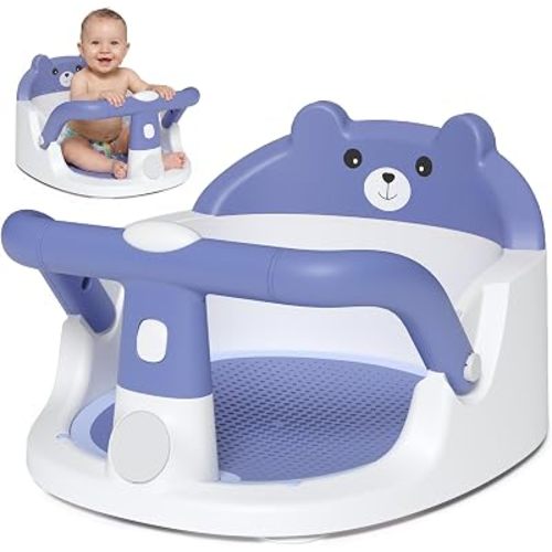 Baby Bath Seat for Babies 6 Months & up Non-Slip Toddler Bath Seats for Sitting Up Infant Bathtub Chair with Suction Cups and Soft Cushion for Baby Shower Tub Seat, Blue