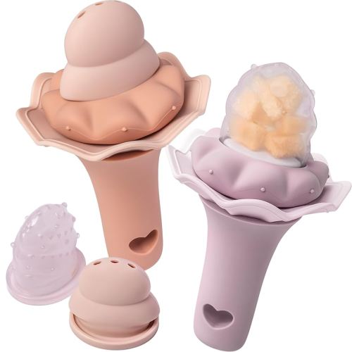 Moonkie Baby Fruit Feeder, Baby Teething Toy, BPA Free Silicone Food Feeder for Infant Self Feeding, Two Pouches, Baby Shower Gifts, Baby Feeding Essentials, 4 Months+, 2 Pack