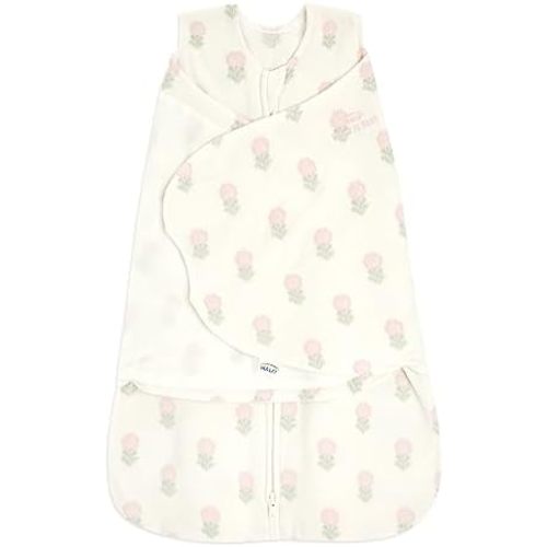 HALO Micro-Fleece Sleepsack Swaddle, 3-Way Adjustable Swaddle Blanket for Newborn and Infants, TOG 3.0 for Cold Climates, Hip Healthy, Block Flower, Newborn, 0-3 Months