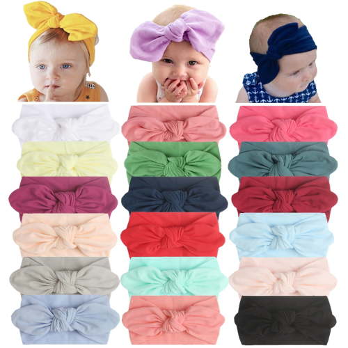 Le Fu Li 20pcs Baby Nylon Girls Headbands Turban Hair Bows Hair Band Elastic Hair Accessories for Kids Toddlers Infants Newborn