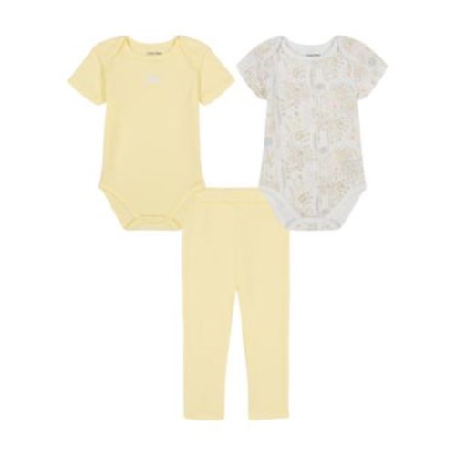 Baby Girls 3-Piece Floral Pointelle Bodysuits and Leggings Set